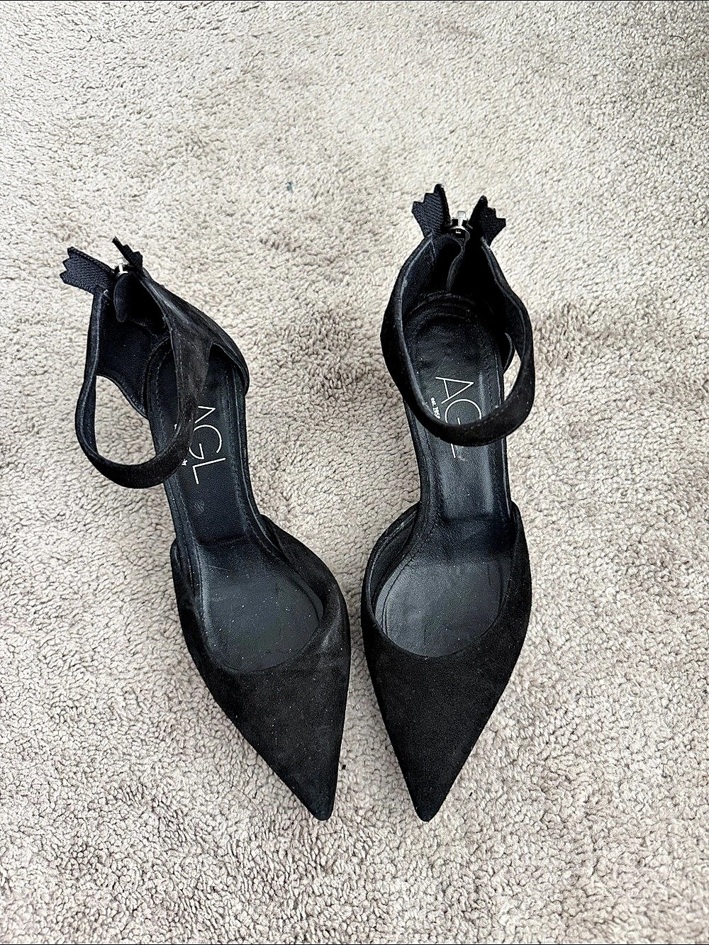 AGL Pointed-Toe Ankle Strap Heels EU 36 Black